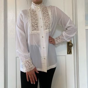 Vintage White/Cream Lace Blouse by Lee Mar Pageant